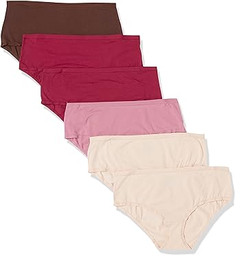 Amazon Essentials Women's Cotton Midi Brief Underwear (Available in Plus Size), Pack of 6