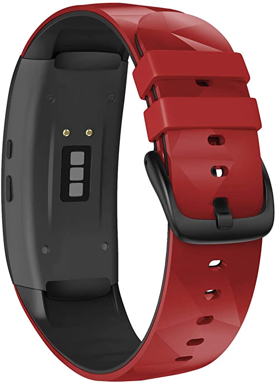 NotoCity Compatible with Samsunsung Gear Fit2 Pro Bands Replacement Silicone Band for Samsung Gear Fit2 / Gear Fit 2 Pro Smartwatch (Red-Black, Large)