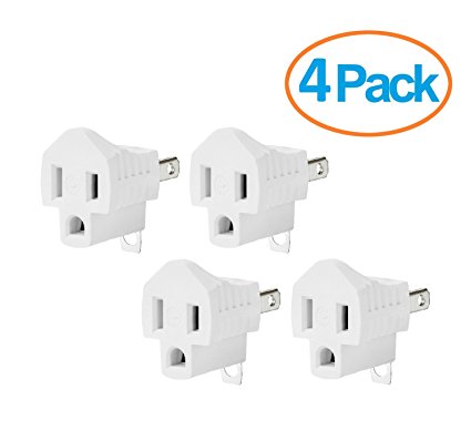 Yubi Power Grounding Adapter Plug - Grounded Outlet Adapter - 2 Prong to 3 Prong Adapter - 4 Pack