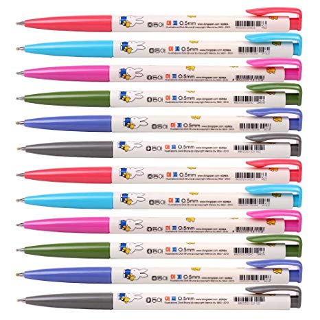 Dong-a Miffy Oil Based Ink Ball Point Pen Excellent Writing (6 Color/pack of 24 Pens) Blue/black/red/green/pink/sky Blue/