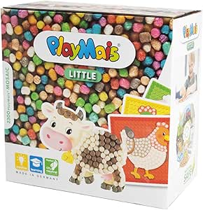 PlayMais Mosaic Little Farm Creative Craft kit for Girls & Boys from 3 Years | 2300 6 Mosaic templates with Farm Animals | stimulates Creativity & Motor Skills | Natural Toy