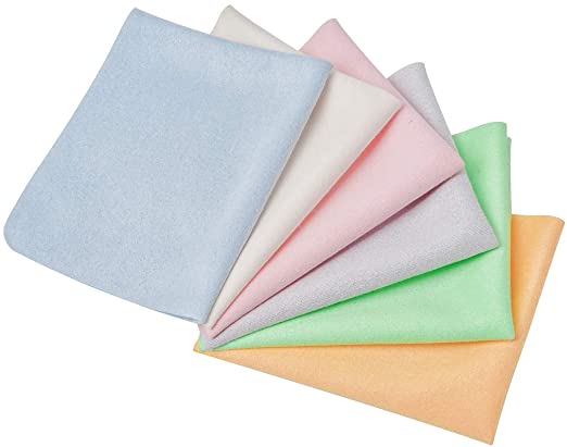 Microfiber Cleaning Cloths for Eye Glasses, LCD Screens, Lenses, Camera, Cell Phone and Tablets (12 Pack-6 Colors)