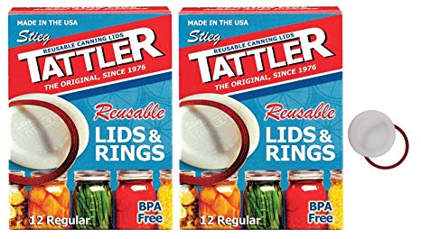 Tattler Reusable Regular Size Canning Lids 12 count - 2 Pack (Total 24 Lids)