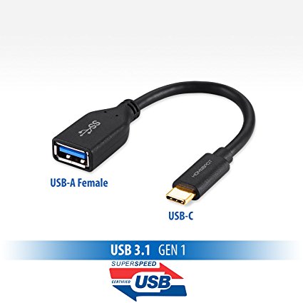 HomeSpot 6" USB 3.1 Short Type C Cable, C to USB A Female OTG Cable Dongle Adapter Reversible Hi-Speed for Apple New MacBook, Chromebook Pixel, Nokia N1, Nexus 6P, Nexus 5X, Oneplus 2