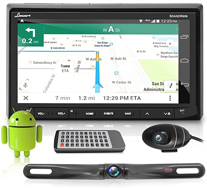 Pyle Premium Android 7" Double DIN Bluetooth DVR Dash Cam, Dual Camera, Car Stereo Receiver, Touchscreen Tablet Style Display, Wi-Fi Web Browsing, App Download