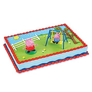 Bakery Crafts - Peppa Pig Cake Kit,1cake topper with 2 figurines,3" & 4"tall