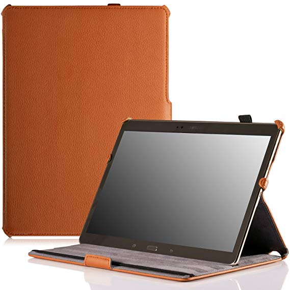 MoKo Samsung Galaxy Tab S 10.5 Case - Slim-Fit Multi-angle Folio Cover Case for Samsung Galaxy Tab S 10.5 Inch Android Tablet, BROWN (With Smart Cover Auto Wake / Sleep)