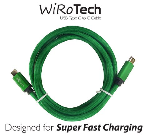 USB C Cable, WiRoTech Green USB-C to USB-C Fast Charging Cable (6 Feet, Green)