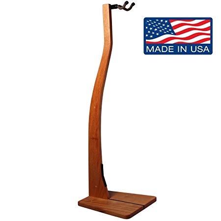 Zither Wooden Guitar Stand - Handcrafted Solid Mahogany Wood Floor Stands Best for Acoustic, Electric and Classical Guitars, Made in USA