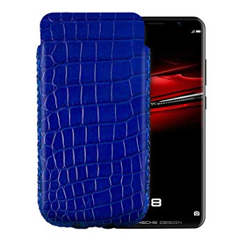 KEBE Luxury Case, Shockproof Quality Crocodile Belly Leather Inserting Type All-Round Hardshell Anti-Scratch Cover Case Phone Holster with a Buckle for iPhone XR, 6.1 inch Midnight Blue