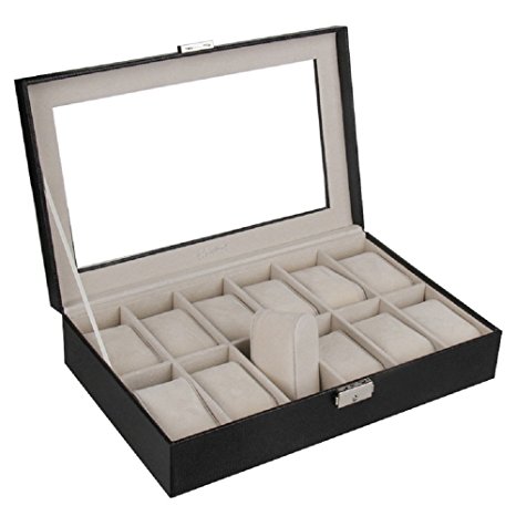Rowling 12 Slots Faux Leather Watch Box/ Jewelry Storage Box Organizer 025L