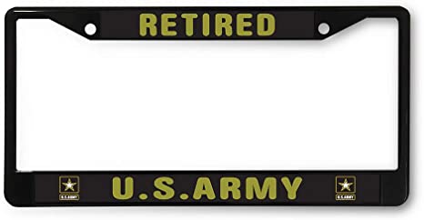 Sign Destination Metal License Plate Frame Retired U.S. Army Car Auto Tag Holder Black 2 Holes One Frame