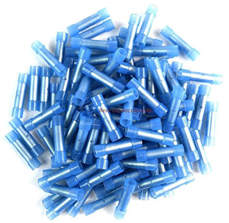 Scosche Butt Connectors, Nylon, Blue, 16-14 Gauge; 100 Pieces