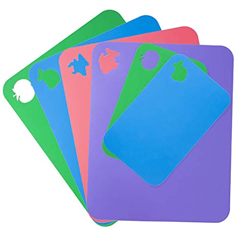 Flexible Cutting Board for Kitchen 14.96X12 Thick 1.2mm Set of 6 Flexible Cutting Board Mats With Food Icons Assorted Colors Flexible Plastic Cutting Board