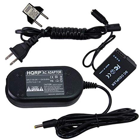 HQRP Kit AC Power Adapter and DC Coupler for Panasonic Lumix DMC-G7 DMC-G70 DMC-G7K DMC-G7H DMC-G7W DMC-G70W DMC-G70H DMC-G70K Digital Camera   HQRP Euro Plug Adapter