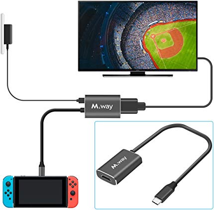 MWAY HDMI Type C Hub Adapter for Nintendo Switch with PD Charging Port HDMI Converter Cable for Nintendo Switch, Macbook and Samsung S8/S8 , 12 IN