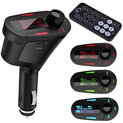 HDE Car Kit MP3 Player, FM Transmitter w/ Remote & Charger - USB, SD & 3.5mm Jack for Phone MP3 Etc.