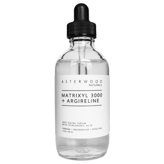 Matrixyl 3000   Argireline Serum with Organic Hyaluronic Acid 4 oz - Wrinkle Aging Fighting - Powerful Line Remover & Collagen Booster - Asterwood Naturals - Face Lift in a 4 Ounce Bottle