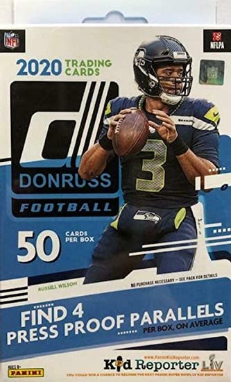 2020 Donruss NFL Football Factory Sealed Hanger Box 50 Cards in all (4) PRESS PROOF PARALLLELS & (4) ROOKIES Look for RC & AUTOS of Joe Burrow, Justin Herbert, Tua Tagovailoa & More Chase rare cards of Stars Patrick Mahomes II, Tom Brady, and Lamar Jackson and more Bonus Leaf Draft Retail Pack with every box ordered