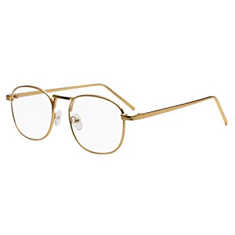 Simvey Classic Retro Vintage Small Square Clear Lens Eyeglasses Metal Glasses Frame