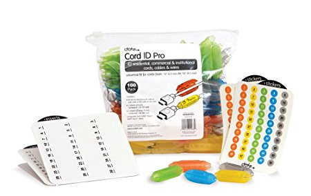 Dotz Cord ID Pro Cord and Cable Identification System, 100 Count Bag, Assorted Colors (DCI151M)