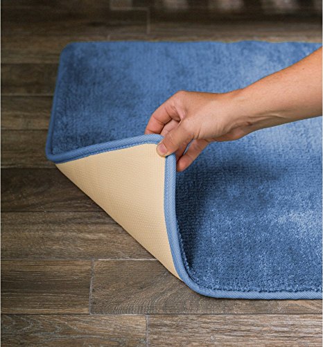 Luxury Large Hotel and Spa Memory Foam Bath Mat Rug Soft Durable Bathroom Nonslip (20"x36" Blue)