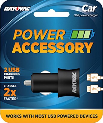 Rayovac Dual USB Car Charger, 2.1 Amp (PS70A)