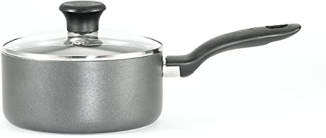 T-fal B16790 Initiatives Nonstick Inside and Out Sauce Pan with Glass Lid Cover Cookware, 3-Quart, Gray