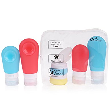 MoKo Leak Proof Silicone Travel Bottles Set TSA Airline Approved and BPA Free