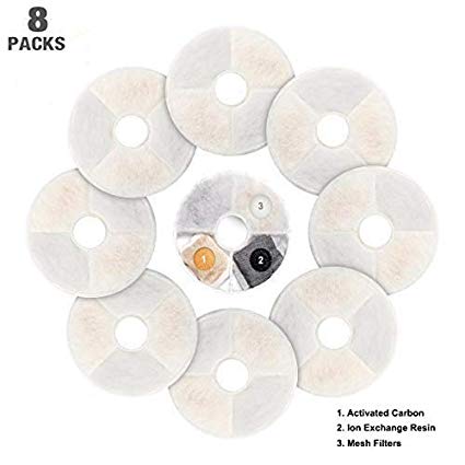 Happypapa Filters for Catit Fountain 8 Pack Filters for Catit Fountain, Flower Fountain, Senses 2.0 Fountain (Ships from CA)