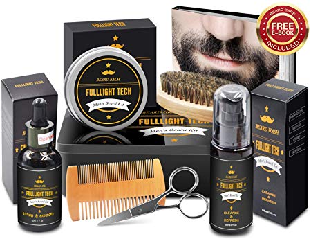 Ultimate Beard Grooming & Growth Kit Gifts for Men/Dad/Husband/Him in Metal Gift Box with Beard Shampoo,Beard Oil Conditioner,Beard Balm,Beard Brush,Comb,Mustache Scissors