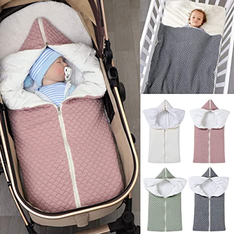 Newborn Baby Swaddle Wrap Blanket Infant Sleeping Bag Stroller Wrap Soft Warm Baby Sleeping Sack for 0-12 Months Boys Girls