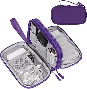 FYY Electronic Organizer, Travel Cable Organizer Bag Pouch Electronic Accessories Carry Case Portable Waterproof Double Layers Storage Bag for Cable, Charger, Phone, Earphone, Medium Size- Purple