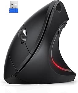 Ergonomic Mouse, TechRise 4800 DPI Optical Computer Wireless Vertical Mouse 2.4G with 5 Adjustable DPI Levels, Silent Mouse with 6 Buttons for Laptop, Desktop, PC, MacBook, Chromebook