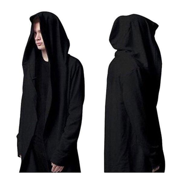 Weiyi Men's Long Hooded Cape - Black