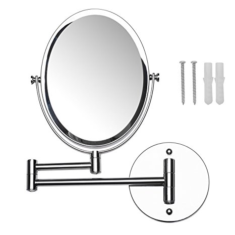 Mirrorvana Oval Wall Mount Mirror, Double Sided 1X & 5X Magnification
