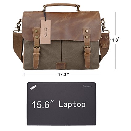 TOP-BAG Men/Women's Vintage Canvas Leather Schoolbag Shoulder Crossbody Messenger Bag,MC6807