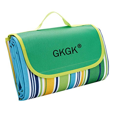 GkGk Beach Blanket 70"x57" Outdoor Picnic Mat Waterproof Camping Mat Sandproof Picnic Mat Large Size for 4-5 People,Easy to Fold & Carry