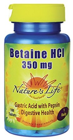Betaine HCL 350mg Natures Life 100 Tabs