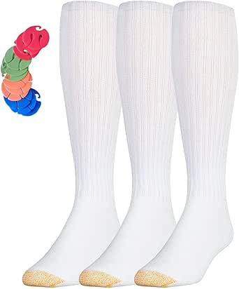 VERONZ Gold Toe Men's Ultra Tec Cotton Over-the-Calf Athletic Socks Sock Clips Included