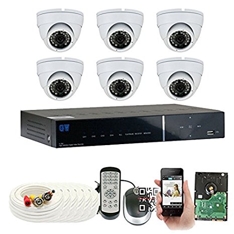 GW Security VD8CH6C726WH 8 Channel 960H Security Camera System (White)