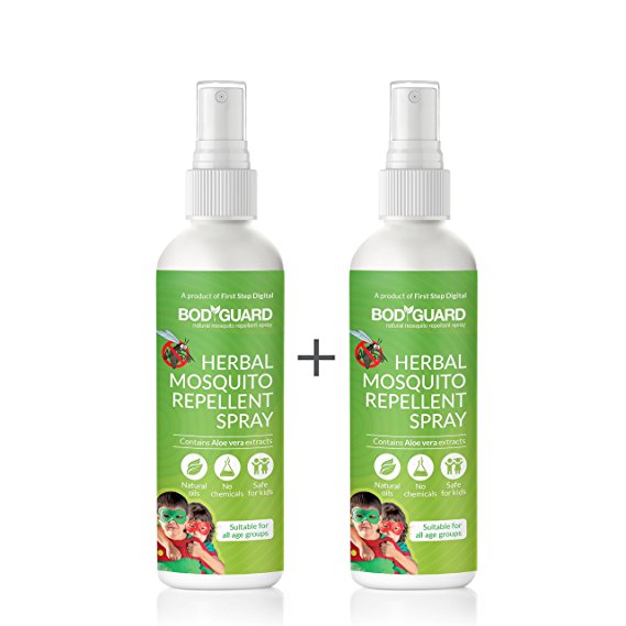 Bodyguard Herbal Mosquito Repellent Spray with Goodness of Essential Oils and Aloe Vera Extracts - 100ml (Set of 2)