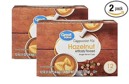 Great Value Cappuccino Coffee and Hot Drink Single Serve Pods, 12 Count (Hazelnut Cappuccino, Pack of 2)