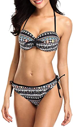 ATTRACO Bikini Swimsuit for Women Wireless Backless Two Pieces Swimwear Bikini Set