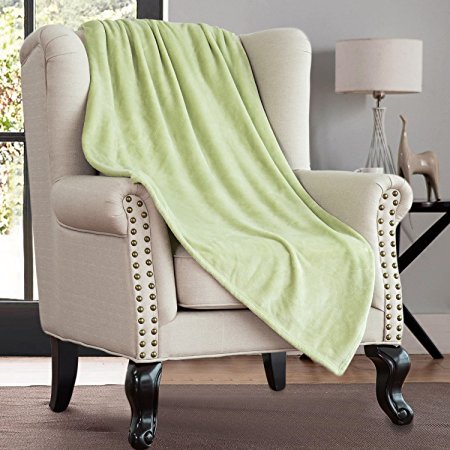 Flannel Throw Blankets, Bed Blanket by Bedsure-100% Plush Microfiber(Warm/Cozy/Fluffy), Lightweight and Easy Care, Couch Blanket, Twin Full/Queen King(66"x90" Sage Green)