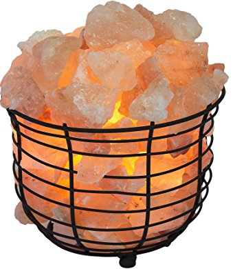 Himalayan Basket Salt Lamp, Natural Glow Himalayan Crystals, Bulb & Dimmer Control, Purifies Air, UL Approved, By Tiabo
