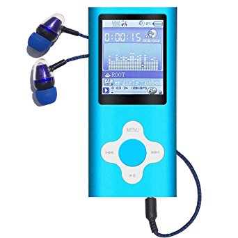 MP3 Player / MP4 Player, MP3 Music Player,Hotechs MINI USB Port 8GB Memory Slim Classic Digital LCD 1.82'' Screen MP3 Music/Audio/Media Player with FM Radio, Voice record (Blue)