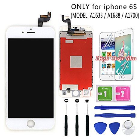 Screen Replacement iPhone 6S Full Assembly White 3D Touch LCD Display Screen Digitizer Repair Kits for iPhone 6S (4.7 inch) with Tools,1-Year Warranty