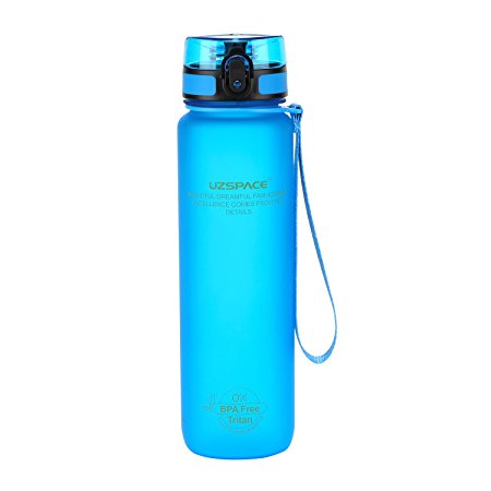 UZSPACE Sports Water Bottle 32oz-1L Large Flip Top Leak Proof Lid with One Click Open - Non-Toxic BPA Free & Eco-Friendly Tritan Co-Polyester Plastic