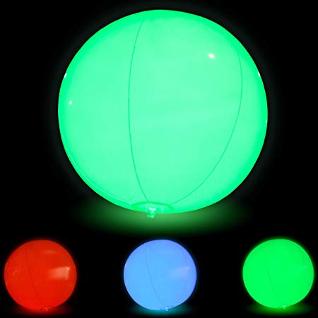 Large Floating and Inflatable LED Beach Ball Glow in The Dark Toy with Color Changing Lights | 7 Modes | Great for Summer Parties, Pool/Beach Parties, Raves, or Black Light / Glow Parties